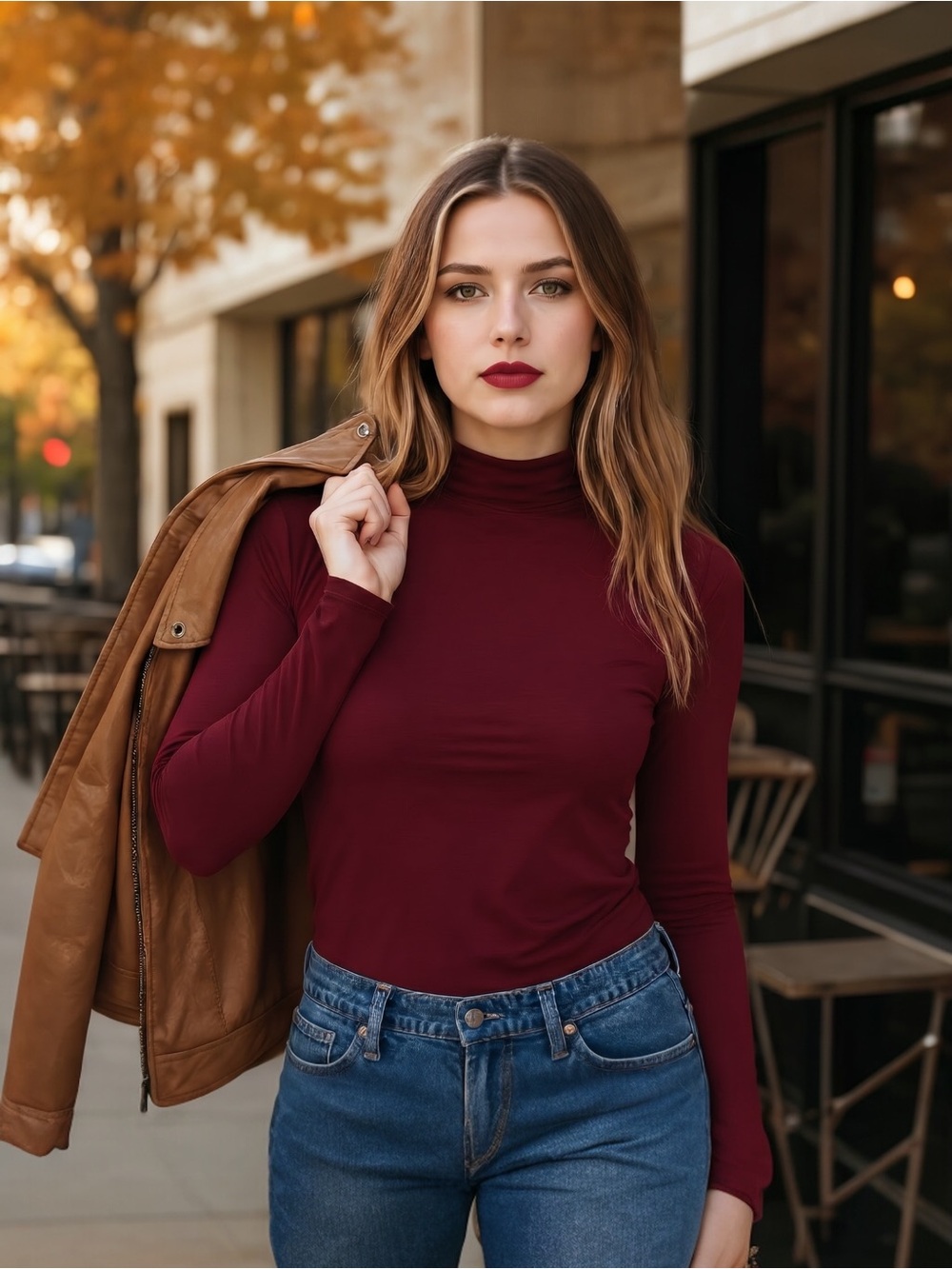 Jones New York Bordeaux Turtleneck Top L NWT Soft Stretch Mock Neck